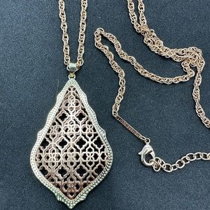 Kendra Scott Aiden Long Pendant Necklace Rose Gold Filigree